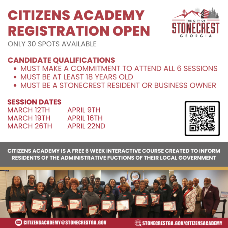 Stonecrest Announces Spring 2024 Citizens Academy Registration